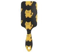 Un simpatico cartone animato giallo pixel gatto carino spazzole per capelli progettato bagnato asciutto spazzola per capelli spessi con manico ergonomico cepillo anti crespo para cabello