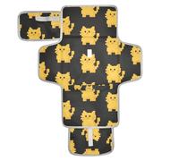 Un simpatico cartone animato giallo pixel gatto riutilizzabile pannolino pad con tasca in tessuto fasciatoio fasciatoio da viaggio con cuscino integrato cambiador de pa?ales para Bebes