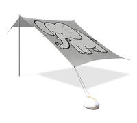 Un simpatico elefante grigio in stile cartone animato progettato UPF50 Beach Cabana impermeabile grande parasole con sacchi di sabbia e pala di sabbia per campeggio, picnic, cortile toldos para Playa