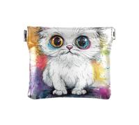 Un simpatico gatto americano a pelo corto in pelle PU borsa portatile mini cosmetico per donna, Un cartone animato Cool American Shorthair Cat, 1 size, Stampa artistica