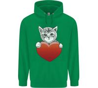 Un Simpatico Gatto Con Cuore Amore Valentines Giorno Bambini Felpa Cappuccio