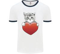 Un Simpatico Gatto con Una Cuore Amore Valentines Giorno Uomo Ringer