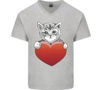 Un Simpatico Gatto con Una Cuore Amore Valentines Giorno Uomo V - Cotone Collo T