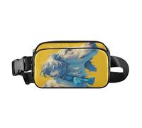 Un simpatico marsupio con cane carino per uomini e donne resistente all'acqua cintura toracica marsupio con cinghia regolabile per viaggi vacanze corsa, Pesce Combattente Estetico, 1 size