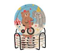 Un simpatico set di 6 sottobicchieri colorati con cartoni animati e zoo per l'inaugurazione della casa regalo