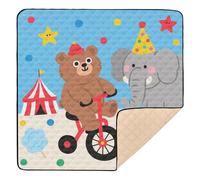 Un simpatico tappetino da gioco imbottito per bambini con cartoni animati e colorato per interni ed esterni, resistente all'acqua, tappetino da gioco da viaggio, per bambini piccoli, 127 x 127 cm