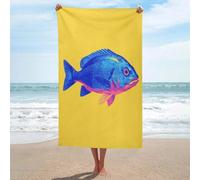 Un singolo telo mare blu neon rosa pesce in microfibra senza sabbia grande asciugamani doccia multiuso assorbente per bagno piscina 130 x 80 cm
