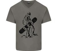 Un Snowboarder Snowboard Inverno SPORTS Uomo Scollo A V Cotone T-Shirt