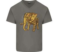 Un Steampunk Elefante Uomo Scollo A V Cotone T-Shirt