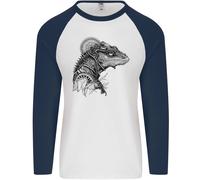 Un Steampunk Iguana Lizard Rettili Uomo L/S Baseball T-Shirt