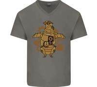 Un Steampunk Pinguino Uomo Scollo A V Cotone T-Shirt