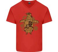 Un Steampunk Pinguino Uomo Scollo A V Cotone T-Shirt