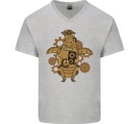 Un Steampunk Pinguino Uomo Scollo A V Cotone T-Shirt