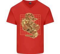 Un Steampunk Serpente Rettili Uomo Scollo A V Cotone T-Shirt