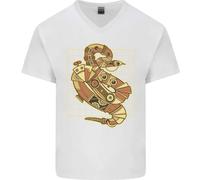 Un Steampunk Serpente Rettili Uomo Scollo A V Cotone T-Shirt