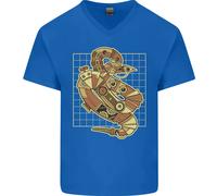 Un Steampunk Serpente Rettili Uomo Scollo A V Cotone T-Shirt
