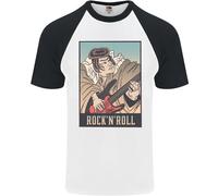 Un Sumo Wrestler Giocare The Chitarra Elettrica DA UOMO S/S Baseball T-Shirt