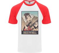 Un Sumo Wrestler Giocare The Chitarra Elettrica DA UOMO S/S Baseball T-Shirt