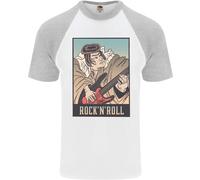 Un Sumo Wrestler Giocare The Chitarra Elettrica DA UOMO S/S Baseball T-Shirt