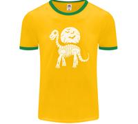 Un T-Shirt Ringer Halloween Uomo Con Scheletro Di Dinosauro E Luna Piena FotL