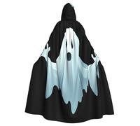 Un terrificante mantello con cappuccio per adulti con motivo fantasma di Halloween da indossare durante Halloween, giochi di ruolo