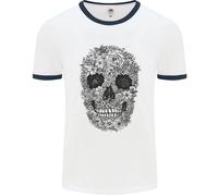 Un Teschio Fatto Di Fiori Gotico Rock Biker Uomo Ringer