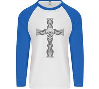 Un Teschio Gotico E Tentacles su Una Croce Uomo L/S Baseball T-Shirt