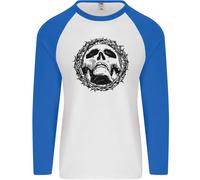 Un Teschio IN Spine Gotico Cristo Gesù Uomo L/S Baseball T-Shirt