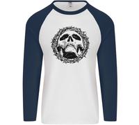 Un Teschio IN Spine Gotico Cristo Gesù Uomo L/S Baseball T-Shirt