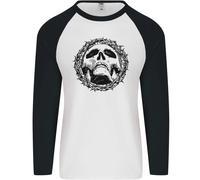 Un Teschio IN Spine Gotico Cristo Gesù Uomo L/S Baseball T-Shirt