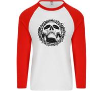 Un Teschio IN Spine Gotico Cristo Gesù Uomo L/S Baseball T-Shirt