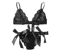 UN Tocco Di Nulla Sexy Bende Delle Donne Bambola sul lato destro Giacomo Mutande Set Caratteristiche Intimo Reggiseno Pizzo Unisex Lingerie, Nero , L