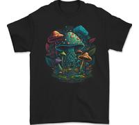 Un Trippy Magia Fungo Città Lsd Uomo T-Shirt 100% IN Cotone