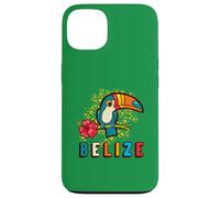 Un Tucano Con Fiori Tropicali Belize Vacanza Cartoon Style Custodia per iPhone 13