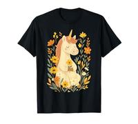 Un Unicorno Carino Con Fiori Gialli Maglietta