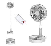 UN UNITEDTIME Ventilatore da tavolo e da tavolo, ventilatore portatile da viaggio, alimentato a batteria o USB, regolabile in altezza, ventilatore pieghevole con telecomando e timer, 4 impostazioni di