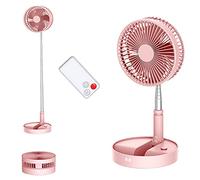 UN UNITEDTIME, ventilatore da tavolo e da tavolo, ventilatore portatile da viaggio, alimentato a batteria o USB, regolabile in altezza, pieghevole, con telecomando e timer, 4 impostazioni di velocità