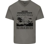 Un Uomo Anziano Che Fa Immersioni Maglietta In Cotone A V-Collo Per Uomo