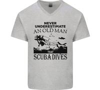 Un Uomo Anziano Che Fa Immersioni Maglietta In Cotone A V-Collo Per Uomo