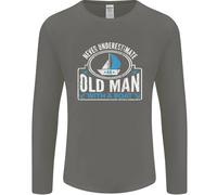 Un Uomo Anziano con Una Barca Marinaio Vela Divertente Uomo Manica Lunga T-Shirt