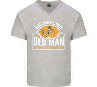 Un Uomo Anziano con Una Cricket Pipistrello Giocatore Scollo A V Cotone T-Shirt