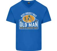 Un Uomo Anziano con Una Cricket Pipistrello Giocatore Scollo A V Cotone T-Shirt