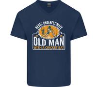 Un Uomo Anziano con Una Cricket Pipistrello Giocatore Scollo A V Cotone T-Shirt