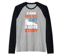 Un Uomo e Il Suo Gatto Una Storia d'Amore Cat Dad Maglia con Maniche Raglan