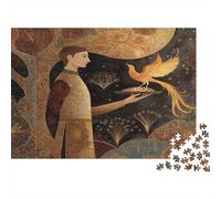 Un uomo presenta un piatto d'oro Jigsaw Puzzle 1000pcs (75x50cm) Adulti Un bird di fuoco vola alto dal piatto Puzzle Gioco EduGattoivo Decorazioni Per La Casa