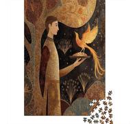 Un uomo presenta un piatto d'oro Jigsaw Puzzle 38x26cm/1000pcs Adulti A Firebird Flies Up from The Dish Puzzle Gioco EduGattoivo Decorazioni Per La Casa