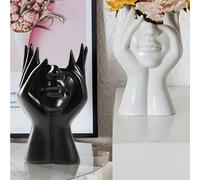 Un vaso artisticamente progettato a forma di donna con le mani che coprono il viso. È semplice ma elegante, con un design unico e affascinante delle mani che coprono il viso. Ideale per disporre fiori