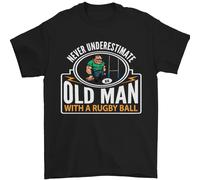 Un Vecchio Uomo Con Una Palla Da Rugby Giocatore Divertente T-Shirt 100% Cotone