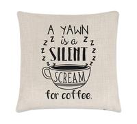 Un Yawn È Silenzioso Urlo Per Caffè Lino Cuscino Cover - Scherzo Divertente