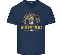 Un Yorkshire Terrier Cane Uomo Scollo A V Cotone T-Shirt